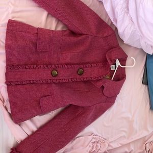J-crew pink ruffle blazer